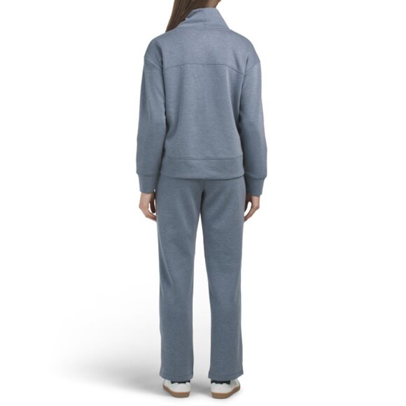 RBX Heather Navy 2pc Cowl Neck Sweatshirt And Wide Leg Pants Set - Picture 2 of 2